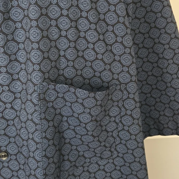 Perry Ellis Men’s 2XLT Stretch Blue Patterned Short Sleeve Button Up Shirt - Picture 5 of 15
